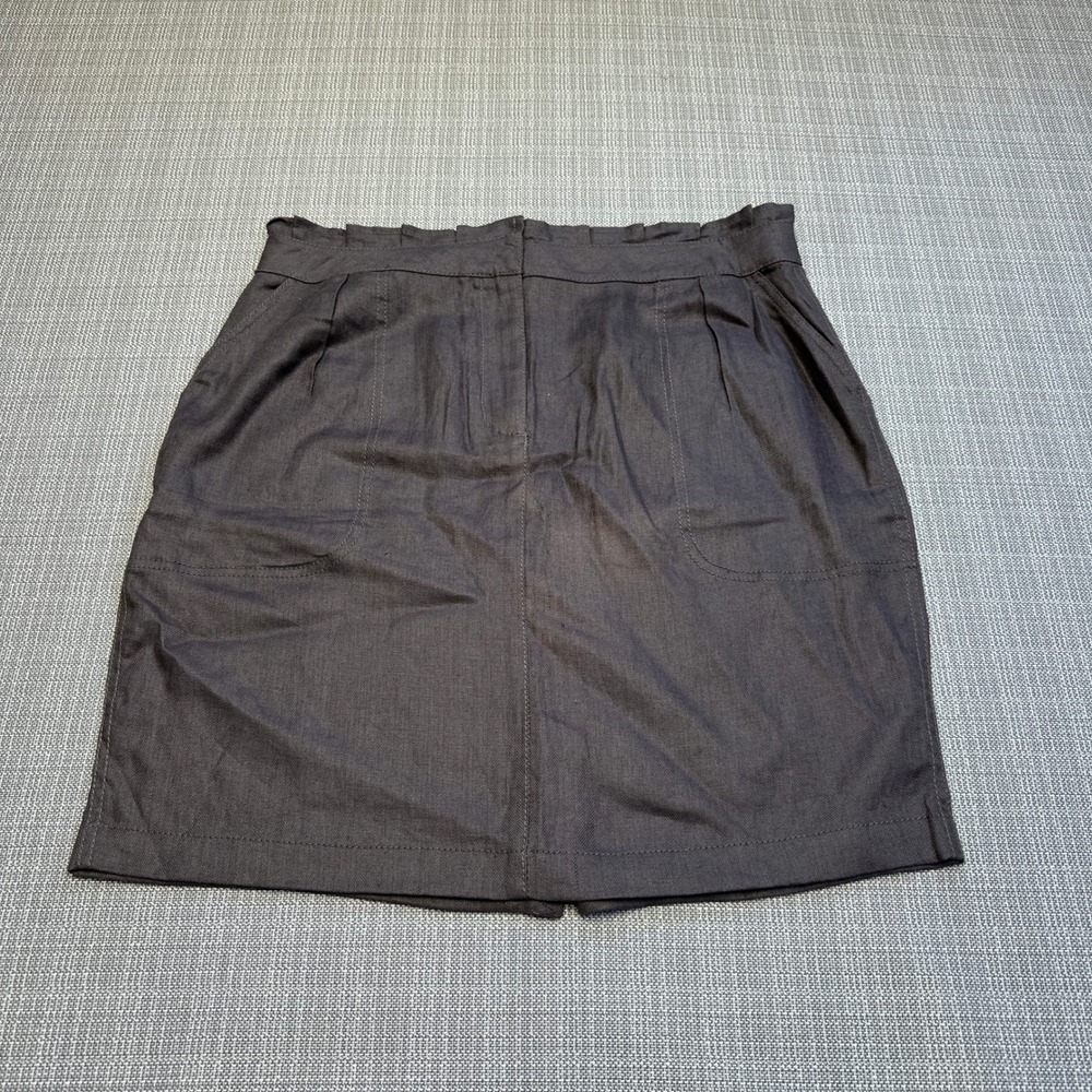 J. Crew Linen Blend Mini Skirt size 12 Chocolate‎ Brown Summer Preppy Coastal